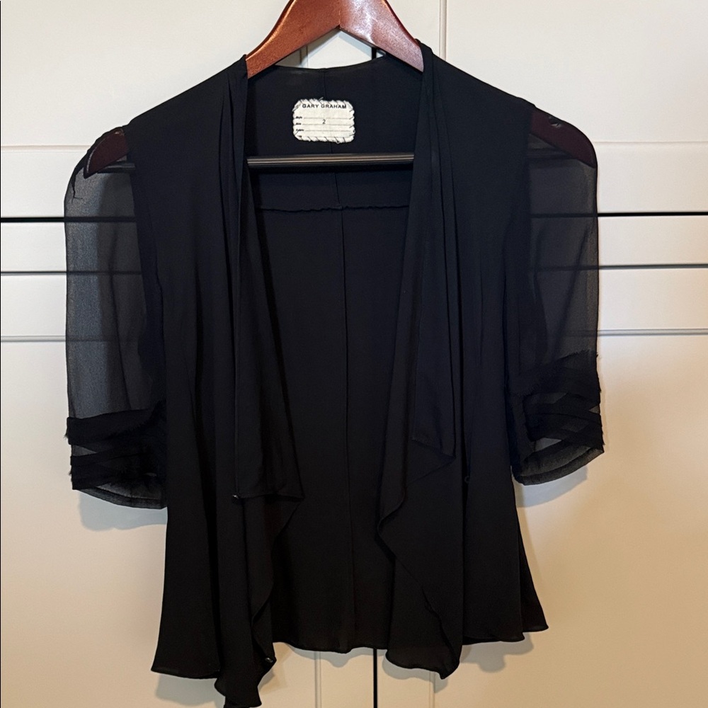 Black Sheer Short Sleeve silk Cardigan with 3-way wear